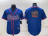 Men's New York Giants Blue Team Big Logo With Patch Cool Base Stitched Baseball Jersey,baseball caps,new era cap wholesale,wholesale hats
